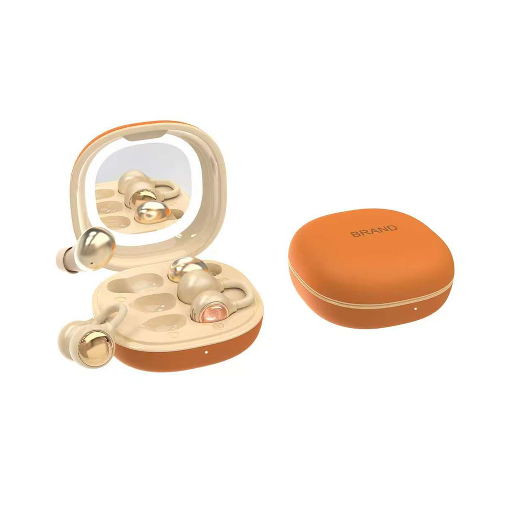 Low Latency Open Ear Clip Earphones wireless 6.0 Earbuds with Makeup Mirror